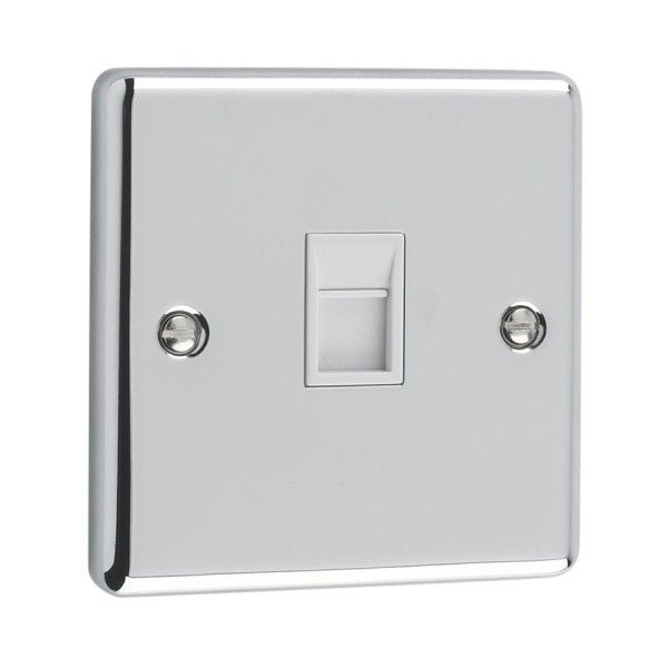 Polished Chrome 1 Gang RJ45 Socket - W62PCW