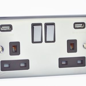 Polished Chrome USB - Twin Ports 3.1a - W65PCB