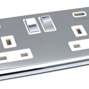 Polished Chrome USB - Twin Ports 3.1a - W65PCW