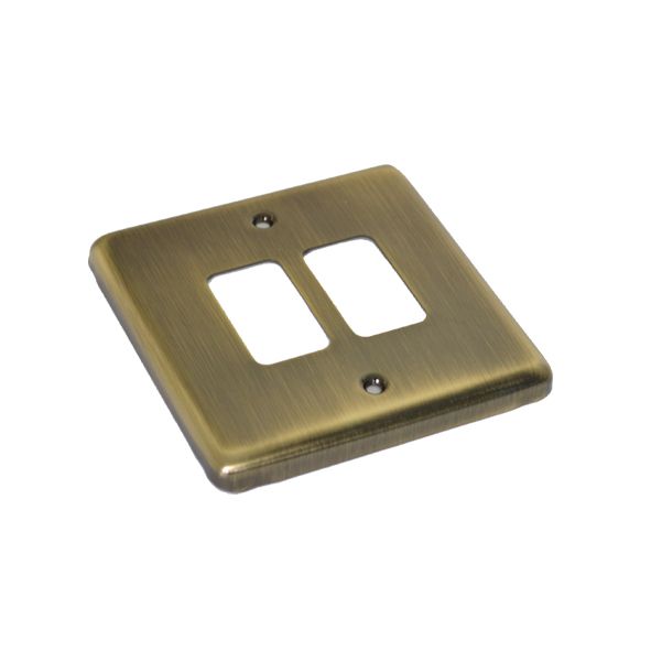 Antique Brass 2 Gang Grid Plate - WGP2GAB