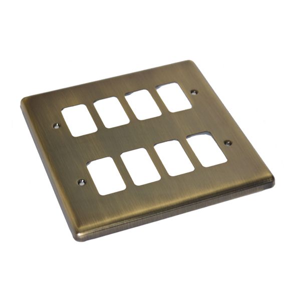 Antique Brass 8 Gang Grid Plate - WGP8GAB