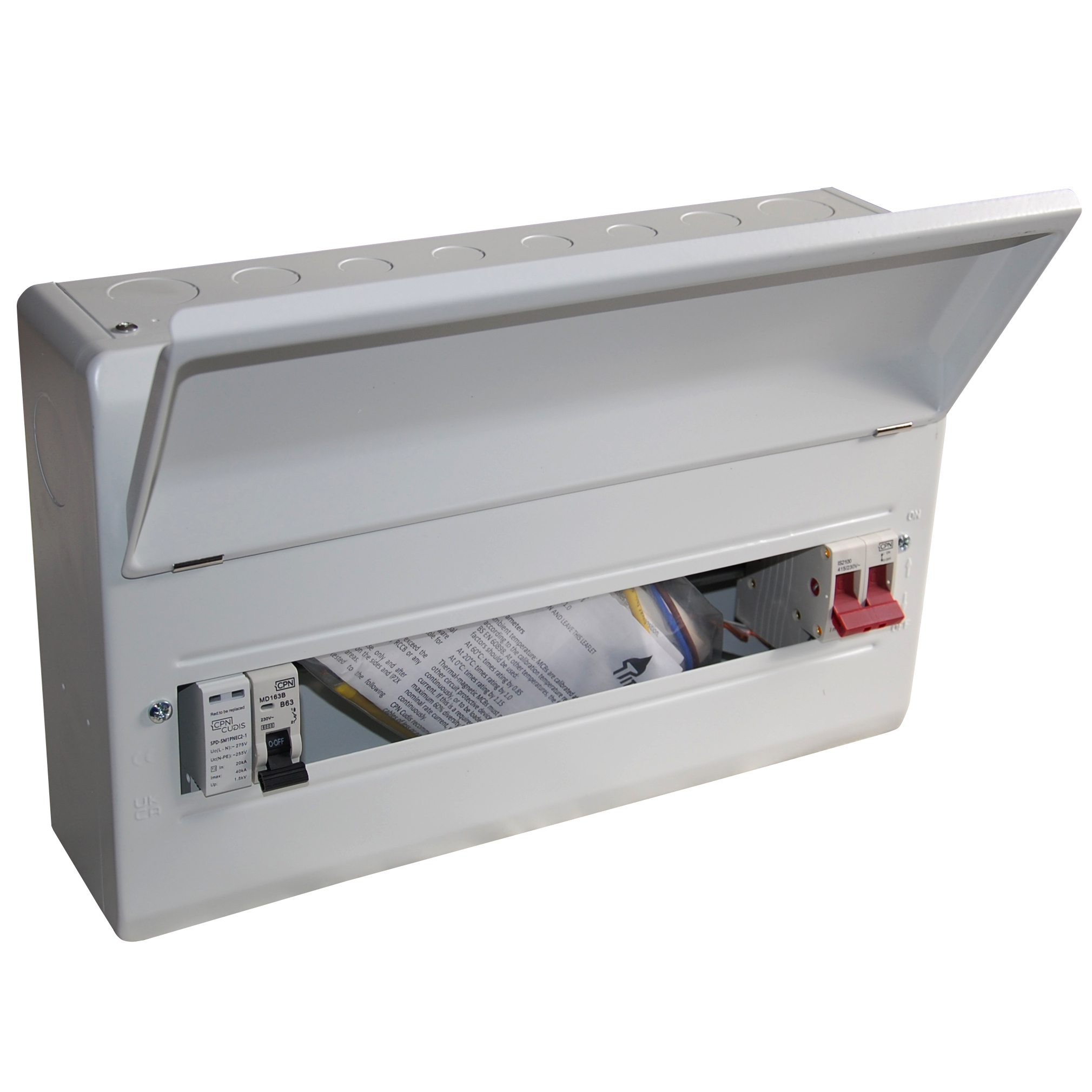 Cudis Titan 4 Usable Ways Consumer Unit 100A Complete with Main Switch and SPD