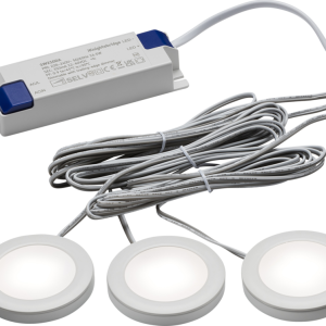 230V IP20 2.5W LED Dimmable Under Cabinet Lights in White - Pack of 3 - 4000K - UNDKIT3WCW
