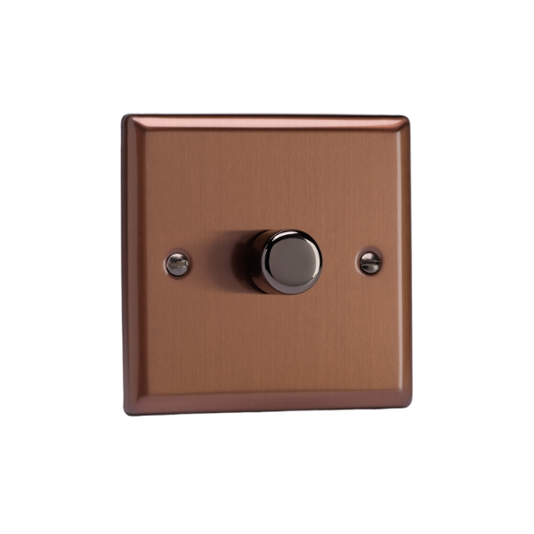 Urban Brushed Bronze 1-Gang 2-Way V-Pro Push On/Off Rotary LED Dimmer 1 x 0-120W (1-10 LEDs) JYP401.BZ