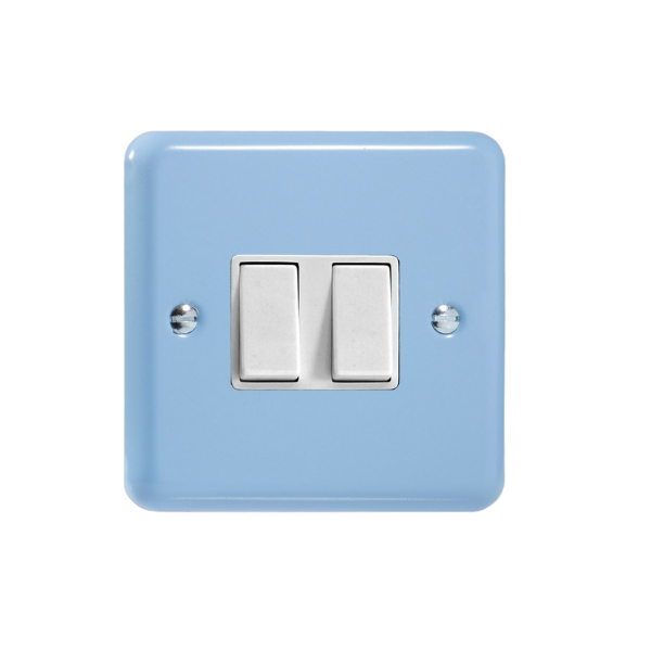 Duck Egg Blue 2-Gang 10A 1- or 2-Way Rocker Switch XY2W.DB