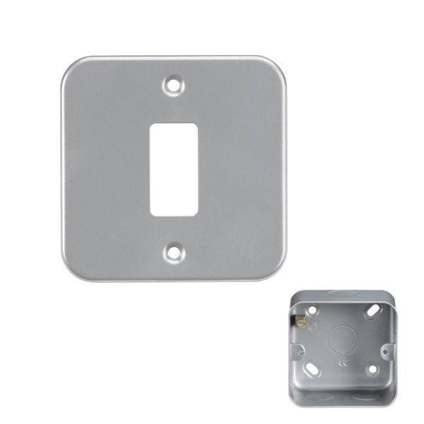 Metal Clad 1 Gang Grid Plate and 40mm Back Box MC-G1