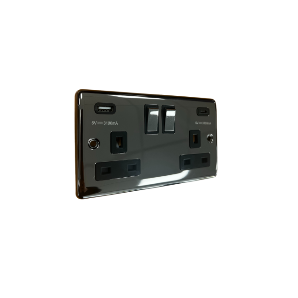 USB A & C Type Switched Socket 2 Gang 3.1A - D67BN