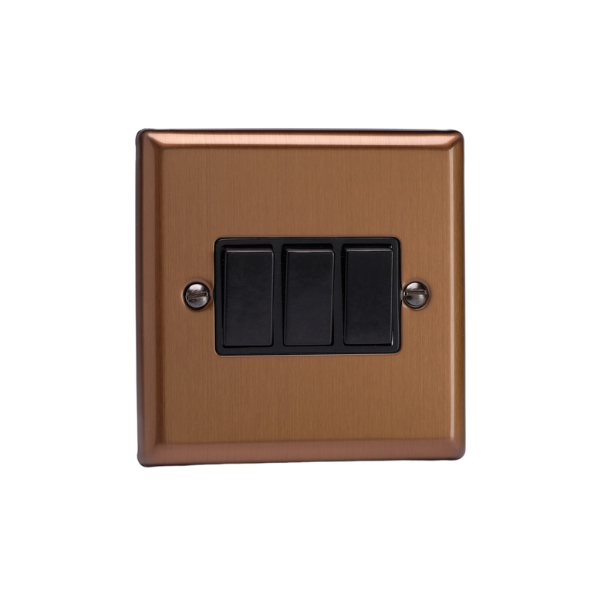 Urban Brushed Bronze 3 Gang 2 Way Switch XY3B.BZ