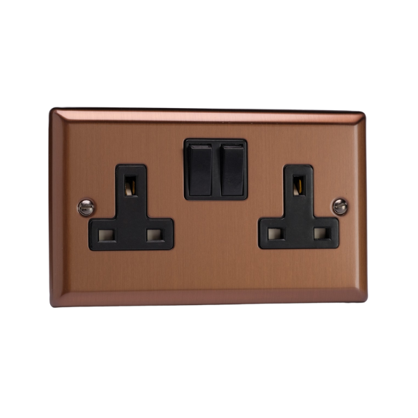 Urban Brushed Bronze 2-Gang 13A Double Pole Switched Socket XY5B.BZ