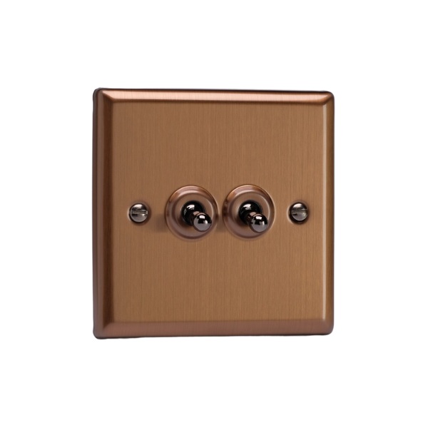 Urban Brushed Bronze 2-Gang 10A 1- or 2-Way Toggle Switch XYT2.BZ