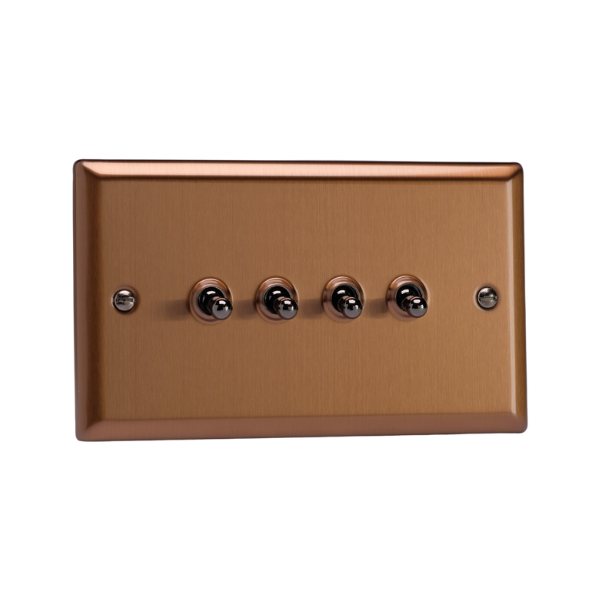 Urban Brushed Bronze 4-Gang 10A 1- or 2-Way Toggle Switch (Twin Plate) XYT9.BZ