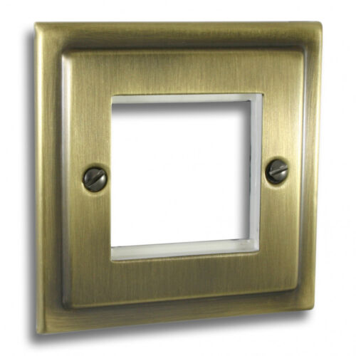 Antique Brass 1 Gang 2 Data Modules Plate - R63AB