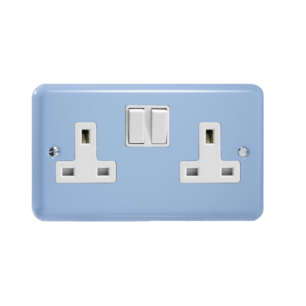 Duck Egg Blue 2-Gang 13A Double Pole Switched Socket XY5W.DB