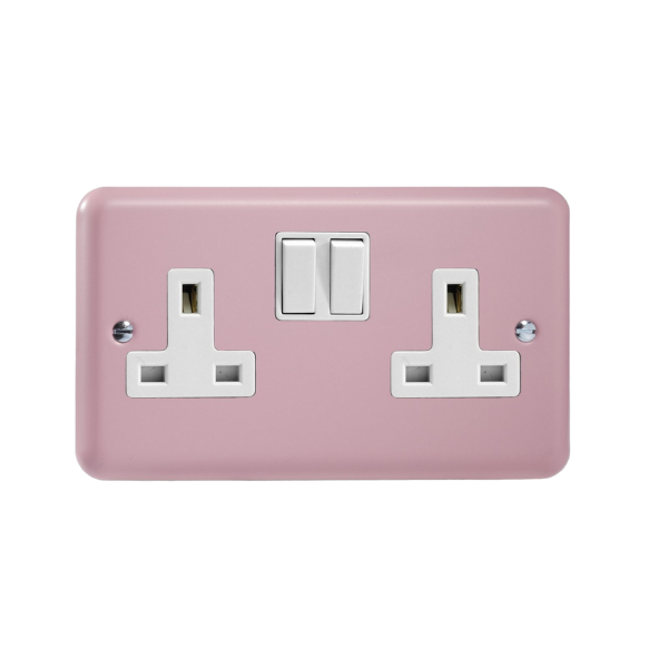 Rose Pink 2-Gang 13A Double Pole Switched Socket XY5W.RP