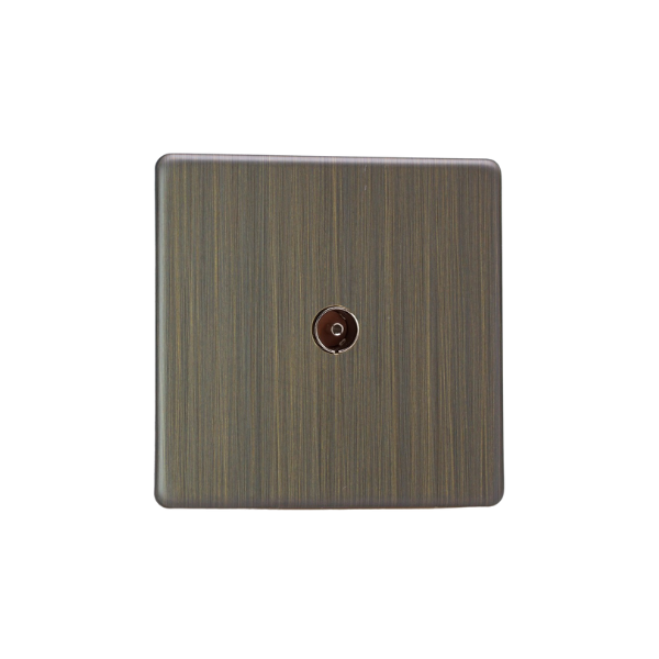 Urban Screwless Antique Brass 1-Gang TV Socket, Co-Axial XDY8S.AB