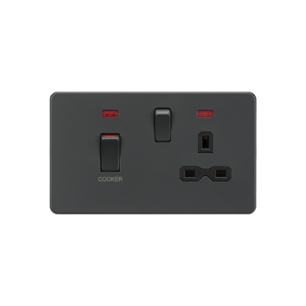 Anthracite 45A DP Switch & 13A Socket with Neons - SFR83MNAT