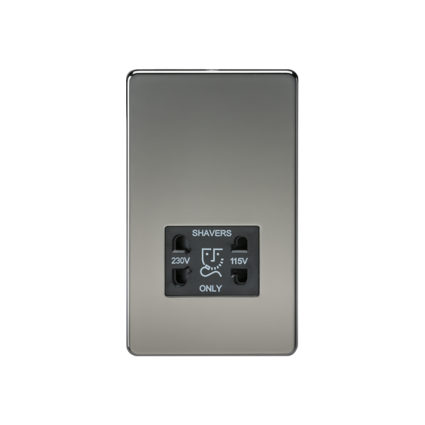 Black Nickel 115V/230V Dual Voltage Shaver Socket with Black Insert - SF8900BN