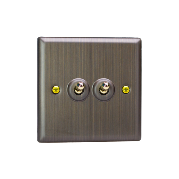 Urban Antique Brass 2-Gang 10A 1- or 2-Way Toggle Switch XYT2.AB