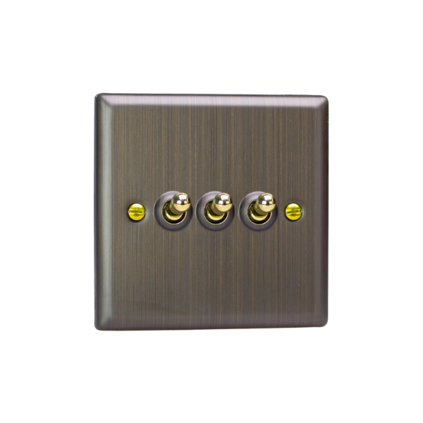 Urban Antique Brass 3-Gang 10A 1- or 2-Way Toggle Switch