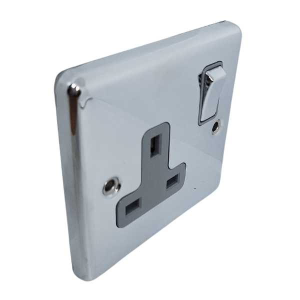 Polished Chrome Single 1 Gang 13a Socket – W06PCG