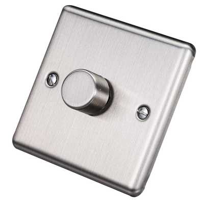 Brushed Steel 1 Gang Push Intelligent 150W LED Dimmer 2-way - W10BS-IN25