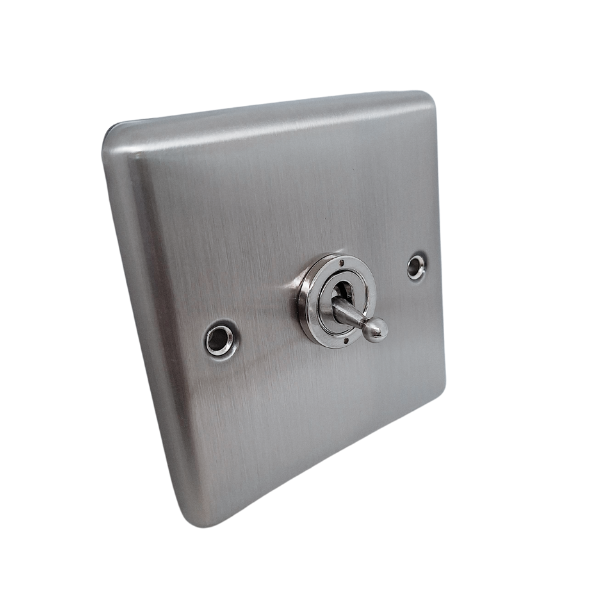 Brushed Steel 1 Gang 20AX Toggle Switch - W34BS