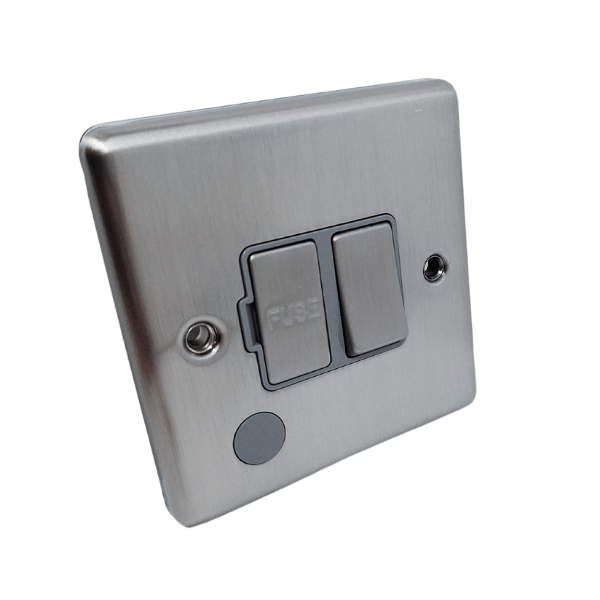 Brushed Steel 13A Switched Fuse Spur -  W38BSG