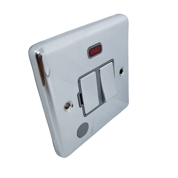 Polished Chrome 13A Switched Fuse Spur with Neon – W39PCG