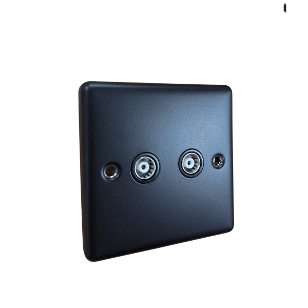 Matt Black 2 Gang TV Coaxial Point - W43MBB