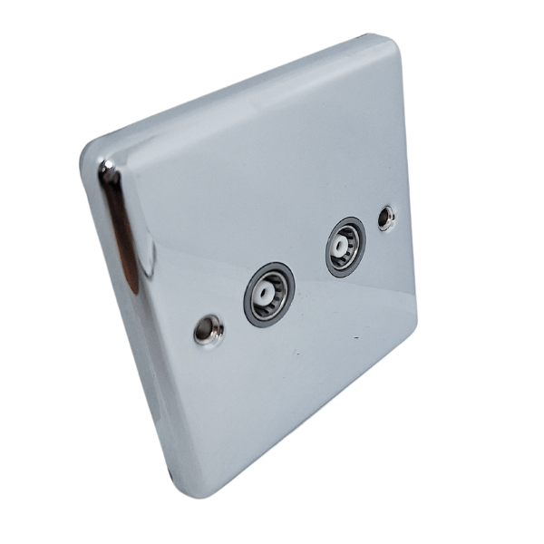 Polished Chrome 2 Gang TV Coaxial Outlet – W43PCG