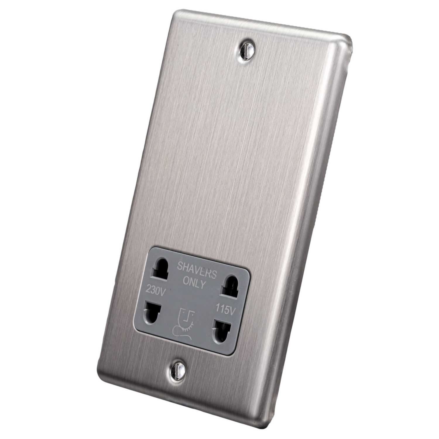 Brushed Steel Shaver Socket - W48BSG