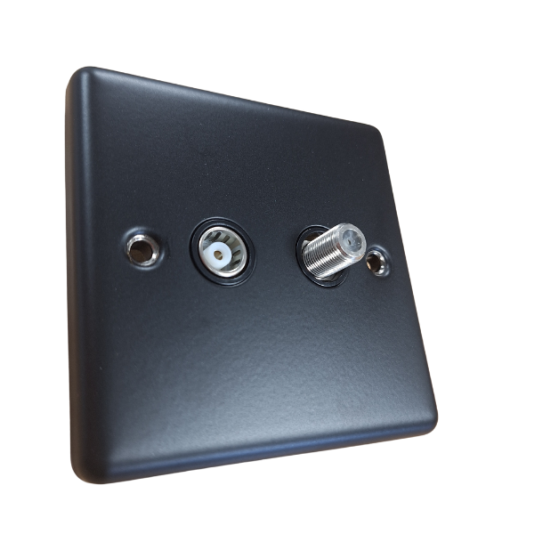Matt Black 1 Gang TV & Satellite Socket - W54MBB