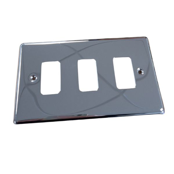 Polished Chrome 3 Gang Grid Switch Plate - WGP3GPC