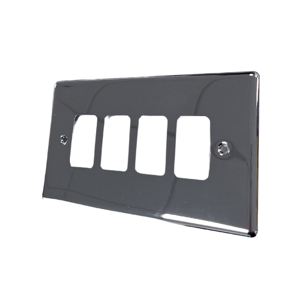 Polished Chrome 4 Gang Grid Switch Plate - WGP4GPC