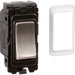 Brushed Steel 20A DP Engraved Grid Switch – Hob – GSHBBS