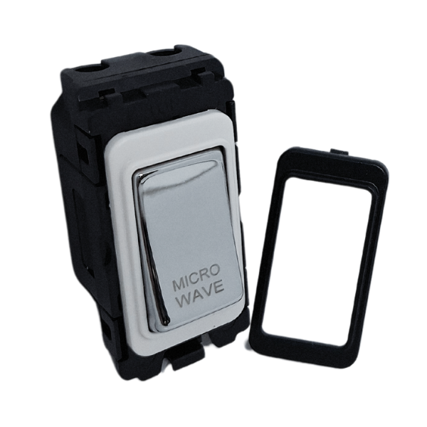 Polished Chrome 20A DP Engraved Grid Switch – Microwave – GSMWPC