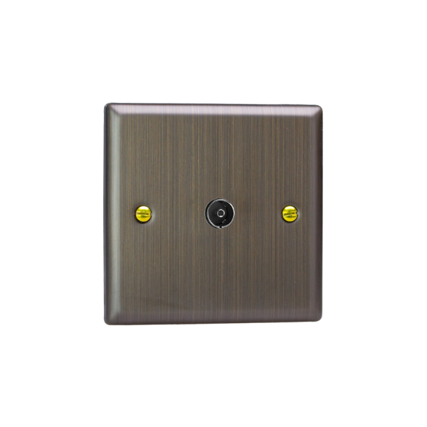 Urban Antique Brass 1-Gang TV Socket, Co-Axial XY8.AB