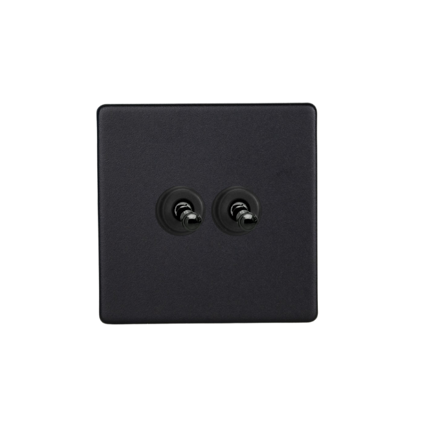 Matt Black Urban Screwless 2-Gang 10A 1- or 2-Way Toggle Switch XDYT2S.MB