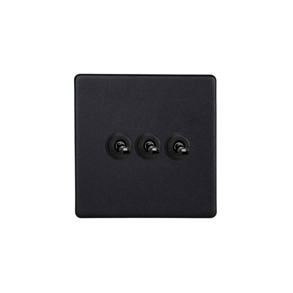 Matt Black Urban Screwless 3-Gang 10A 1- or 2-Way Toggle Switch XDYT3S.MB