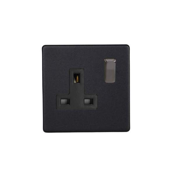 Matt Black Urban Screwless 1-Gang 13A Double Pole Switched Socket XDY4BS.MB