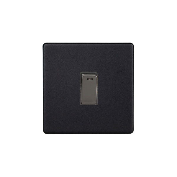 Matt Black Urban Screwless 1-Gang 20A Double Pole Rocker Switch + Neon Indicator Light XDY20NS.MB