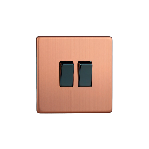Brushed Copper Urban Screwless 2 Gang 2 Way Switch XDY2S.BC
