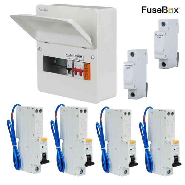 Fusebox Metal SPD Consumer Unit F2006MX 100A Main Switch Including 4 x Type A RCBOs (B Curve) and 2 x Blanks