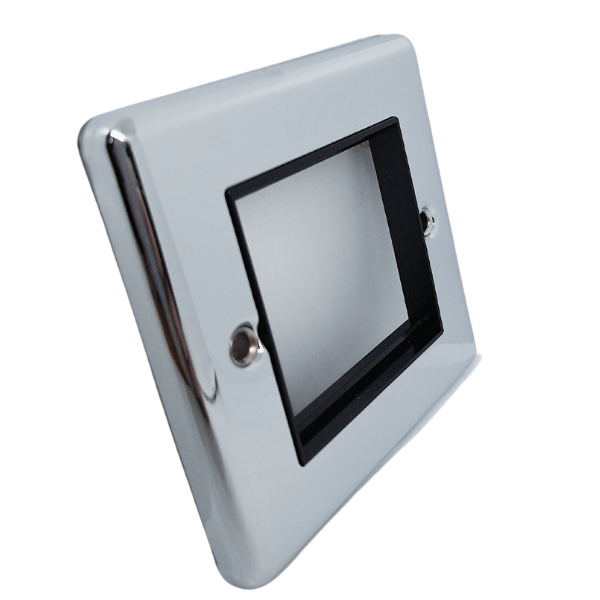 Polished Chrome Data Plate 2 Modules Black Insert – W63PCB