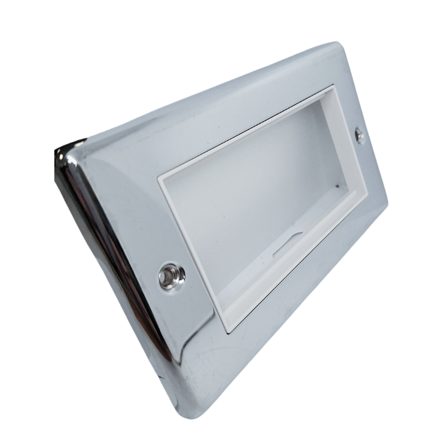 Polished Chrome Data Plate 4 Modules White Insert – W64PCW