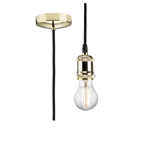 Polished Brass 1.8m E27 Vintage Pendant Set - 8271LPB
