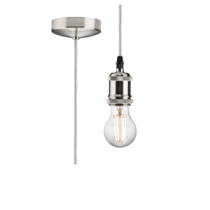 Polished Chrome 1.8m E27 Vintage Pendant Set - 8271LPC