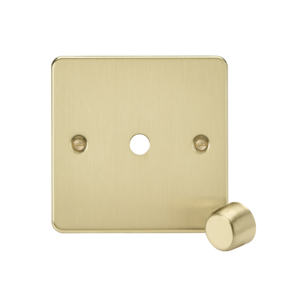 Brushed Brass 1G Dimmer Plate with Matching Metal Dimmer Cap - FP1DIMBB