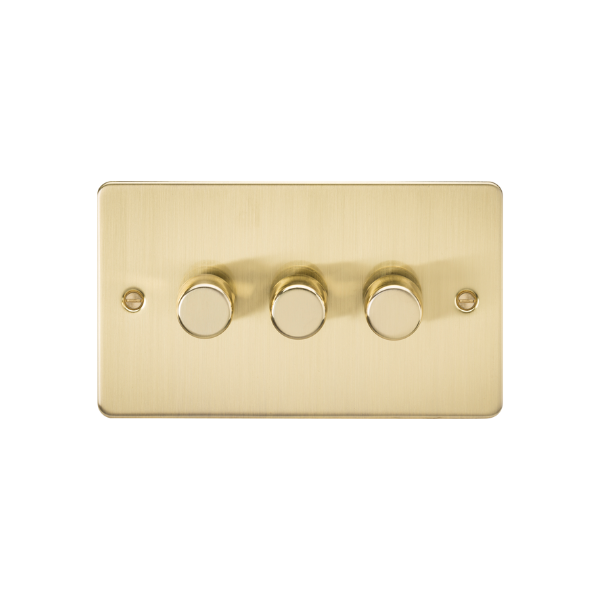 Brushed Brass 3G 2-way 10-200W (5-150W LED) Intelligent dimmer - FP2193BB