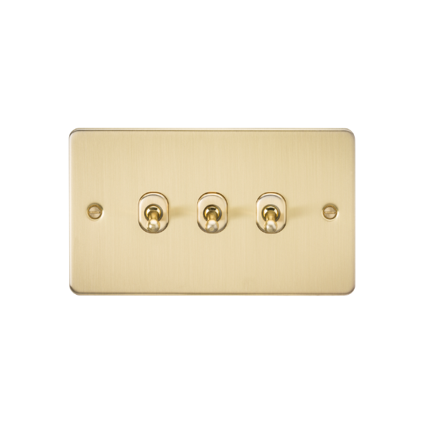 Brushed Brass 10AX 3G 2-way Toggle Switch - FP3TOGBB